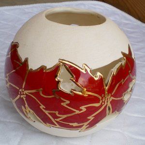*Vera Russell Clay/Glazed Ceramic Poinsettia Bowl MINT
